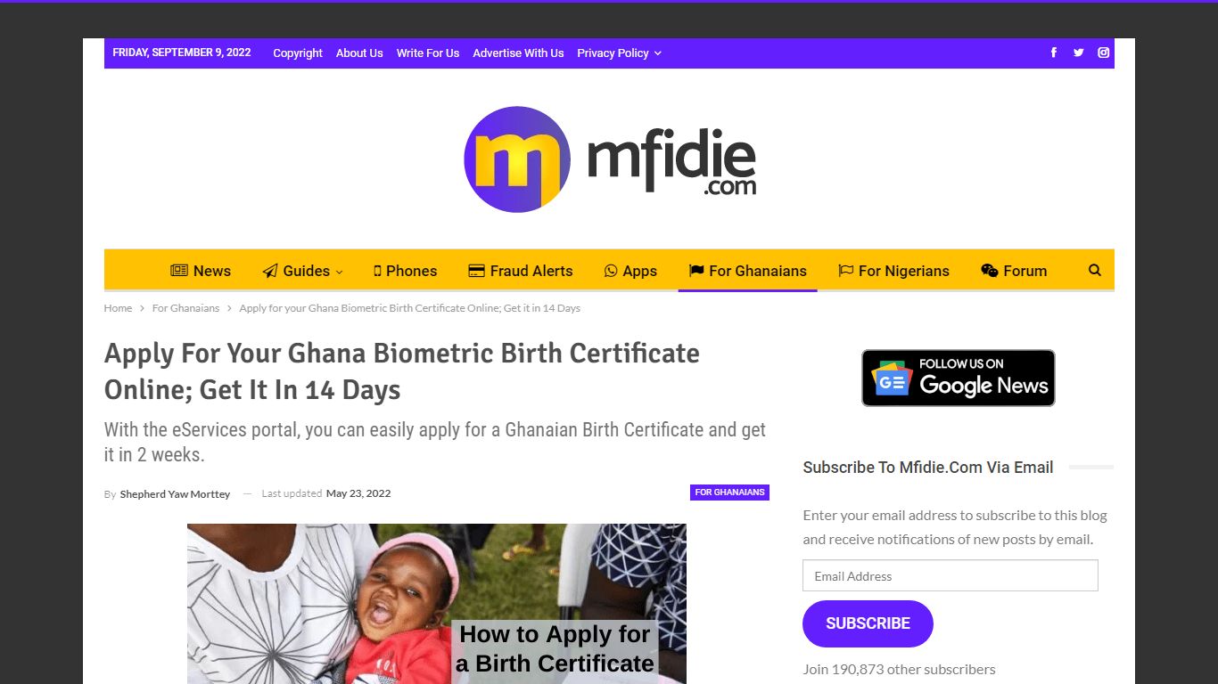 Apply for your Ghana Biometric Birth Certificate Online; Get ... - Mfidie